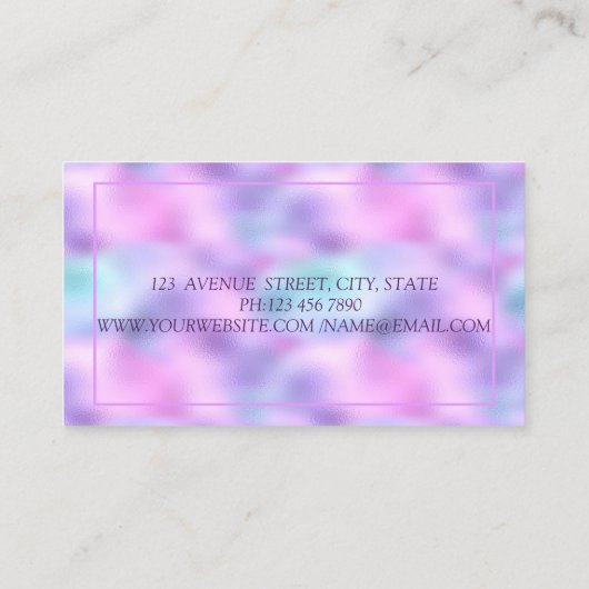 モダン エレガント イリデセント ホログラフィック メイクアップ 名刺 (裏面)