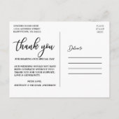 モダン エレガント ウェディング サンクス ブライズ グルーム フォト ポストカード (裏面)