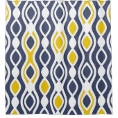 モダン,エレガント,オーナメント，ネービーブルー，黄色 シャワーカーテン (正面)