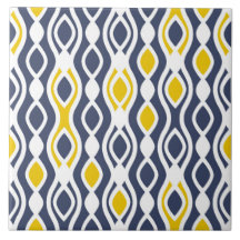 モダン,エレガント,オーナメント，ネービーブルー，黄色