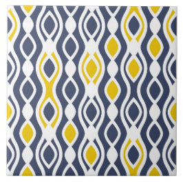 モダン,エレガント,オーナメント，ネービーブルー，黄色 タイル