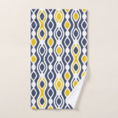 モダン,エレガント,オーナメント，ネービーブルー，黄色 バスタオルセット (ハンドタオル)