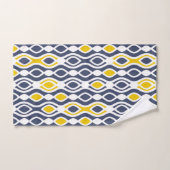 モダン,エレガント,オーナメント，ネービーブルー，黄色 バスタオルセット (ハンドタオル)