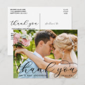 モダン エレガント カリグラフィー 結婚式 フォト ありがとうございます ポストカード (正面/裏面)