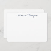 モダン エレガント クリーン ガーリー ネイビーブルー 名前 ノートカード (正面/裏面)