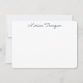 モダン エレガント クリーン ガーリー ネイビーブルー 名前 ノートカード (正面)