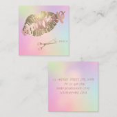 モダン エレガント グリッタリー リップス、ハサミ ホログラフィック スクエア名刺 (正面/裏面)