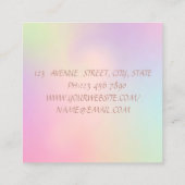 モダン エレガント グリッタリー リップス、ハサミ ホログラフィック スクエア名刺 (裏面)