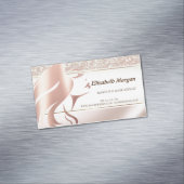 モダン エレガント グリッター, ガール フェイス シルエット マグネット名刺 (インサイチュ)