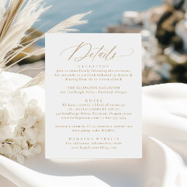 モダン・エレガント・ゴールド・カリグラフィー結婚式詳細カード エンクロージャーカード