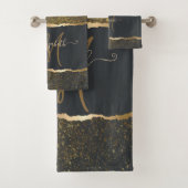 モダン エレガント ゴールド タッチ モノグラム バスタオルセット (インサイチュ)