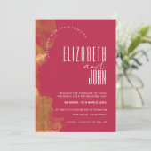 モダン・エレガント ゴールド+マゼンタ 結婚式 招待状 (スタンド正面)