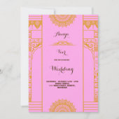 モダン エレガント ゴールド マンダラ ウェディング ピンク 招待状 (正面)