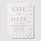 モダン エレガント ゴールド 結婚式 Save the Date ベラム紙招待状 (オフセット (招待状))