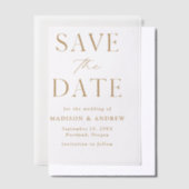 モダン エレガント ゴールド 結婚式 Save the Date ベラム紙招待状 (オフセット)