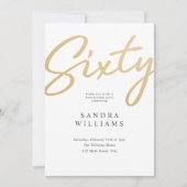 モダン エレガント ゴールド 60歳の誕生日 招待状 (正面)
