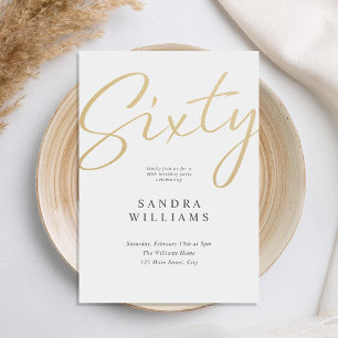 モダン エレガント ゴールド 60歳の誕生日 招待状