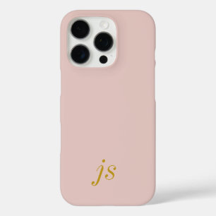モダン エレガント サクラピンク ゴールド モノグラムイニシャル iPhone 16 PROケース