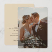 モダン・エレガント・シックな結婚式の写真&アンパサンド・ブラック サンキューカード (正面/裏面)