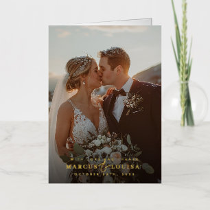 モダン・エレガント・シックな結婚式の写真&アンパサンド・ブラック 箔グリーティングカード