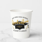 モダン エレガント シニア ゴールデン ブラック 紙コップ (裏面)