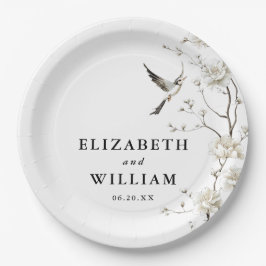 モダン エレガント シノワズリー フラワー ガーデン ウェディング ペーパープレート