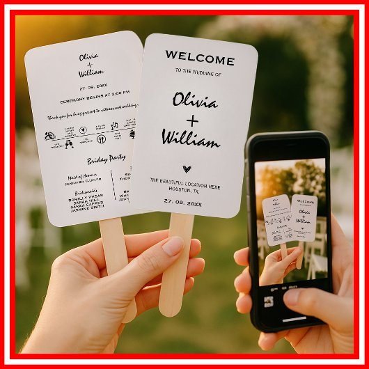 モダン エレガント シンプル オーダー オブ サービス ウェディング ハンドファン