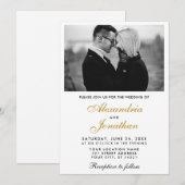 モダン エレガント シンプル カップル フォト ウェディング ゴールド 招待状 (正面/裏面)