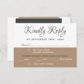 モダン エレガント シンプル スクリプト RSVP メニュー選択 (正面/裏面)