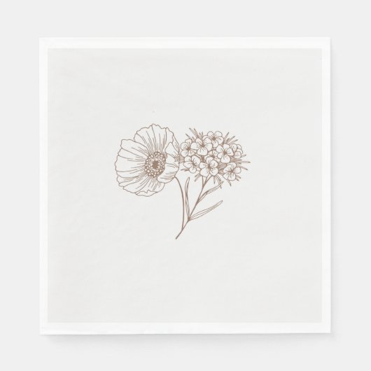 モダン エレガント シンプル フラワーボタニカル ワイルドフラワー スタンダードランチョンナプキン (正面)