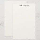 モダン エレガント シンプル ホワイト プロフェッショナル オリジナルネーム 便箋 (正面/裏面)