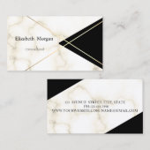 モダン エレガント ジオメトリック マーブル,ブラック ゴールド ストライプス 名刺 (正面/裏面)