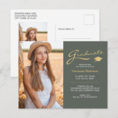 モダン エレガント スクリプト セージグリーン ゴールド 2 フォト グラッド ポストカード (正面/裏面)