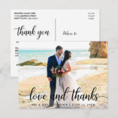 モダン エレガント スクリプト ラブ サンクス ウェディング フォト B ポストカード (正面/裏面)