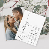 モダン・エレガント・スクリプト 黒と白の結婚式 招待状