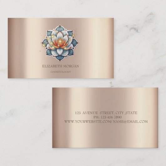 モダン エレガント スパークル ロータス 名刺 (正面/裏面)