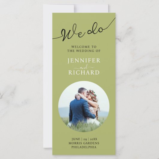 モダン・エレガント・セージグリーン結婚式プログラム (正面)
