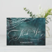 モダン エレガント タイプ & ライツ ティール スクラッチ グランジ サンキューカード (スタンド正面)