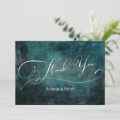 モダン エレガント タイプ 傷ついた ティール グランジ テクスチャ サンキューカード (スタンド正面)