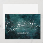 モダン エレガント タイプ 傷ついた ティール グランジ テクスチャ サンキューカード (正面/裏面)