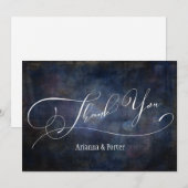 モダン エレガント タイポグラフィ ネイビー グランジ ボケ サンキューカード (正面/裏面)