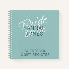 モダン エレガント ターコイズ ミントグリーン ブライダルシャワー ノートブック