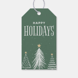 モダン エレガント ダスティグリーン ハッピーホリデー ギフトタグ