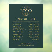 モダン エレガント ダークグリーン | 営業時間 ウィンドウサイン (シート3)