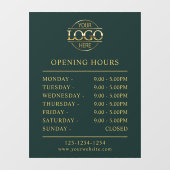 モダン エレガント ダークグリーン | 営業時間 ウィンドウサイン (シート)