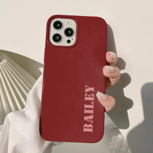 モダン エレガント ディープレッド カスタム iPhone 15ケース