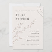 モダン エレガント ニュートラル ベージュ ボタニカル ウェディング 招待状 (正面)