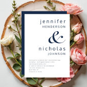 モダン エレガント ネイビーブルー ウェディング 招待状