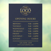 モダン エレガント ネイビーブルー | 営業時間 ウィンドウサイン (シート3)