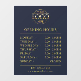 モダン エレガント ネイビーブルー | 営業時間 ウィンドウサイン